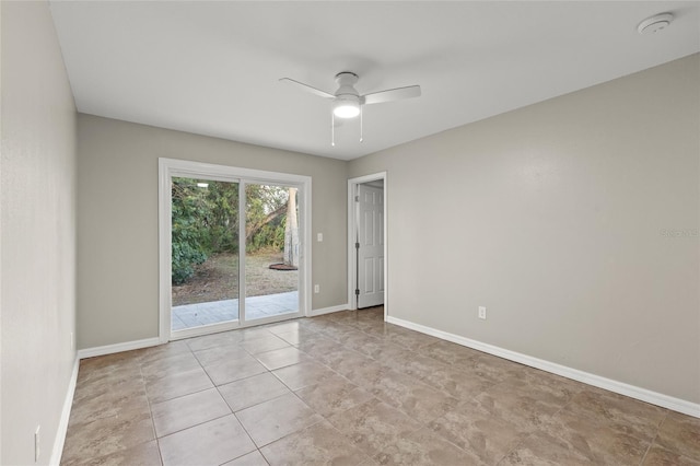 spare room featuring ceiling fan