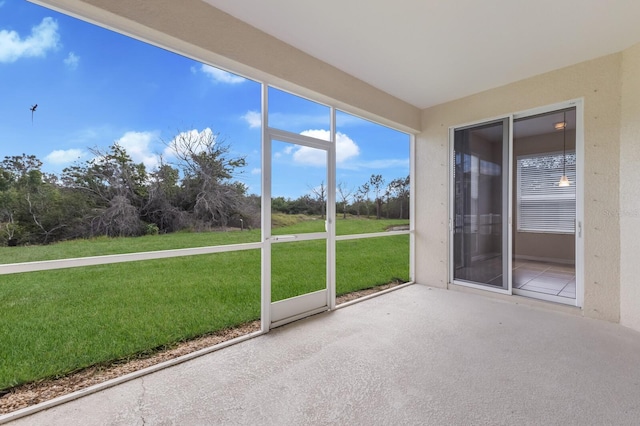 view of unfurnished sunroom