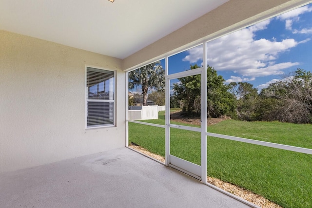 view of unfurnished sunroom