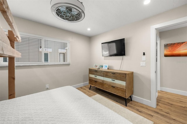 bedroom featuring light wood-type flooring