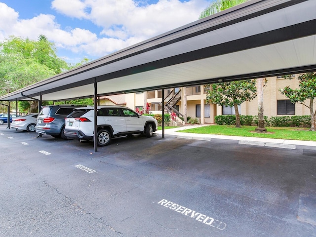 view of parking featuring a carport