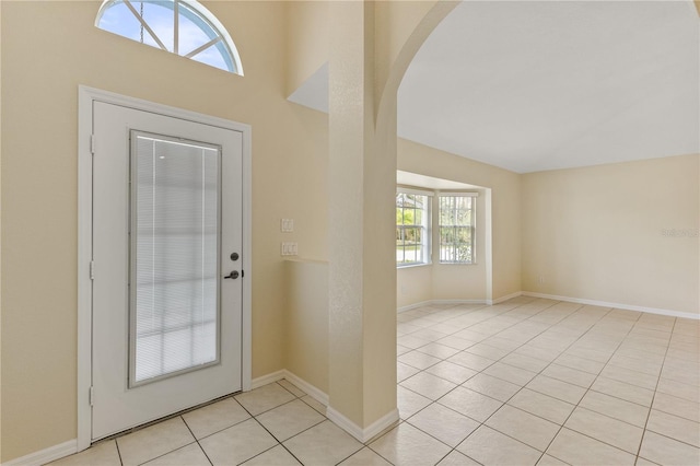 foyer entrance featuring light tile patterned floors