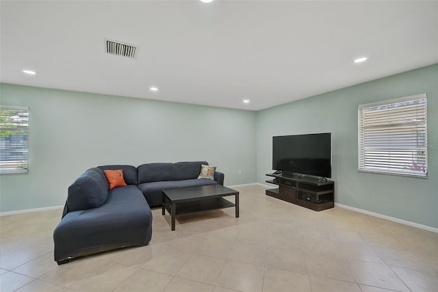 view of tiled living room