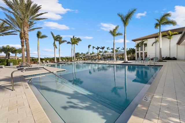 view of pool featuring a patio