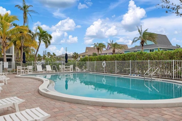 view of swimming pool with a patio