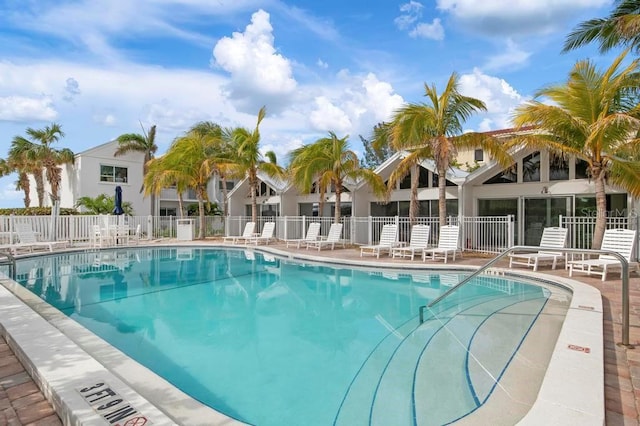 view of pool featuring a patio