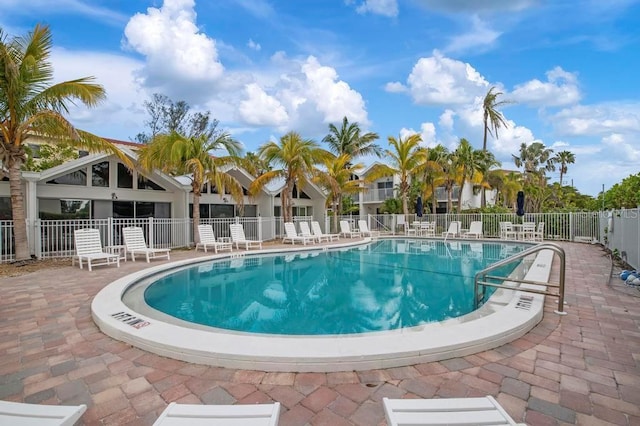 view of swimming pool featuring a patio