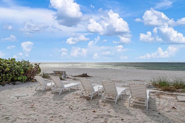 exterior space with a view of the beach and a water view