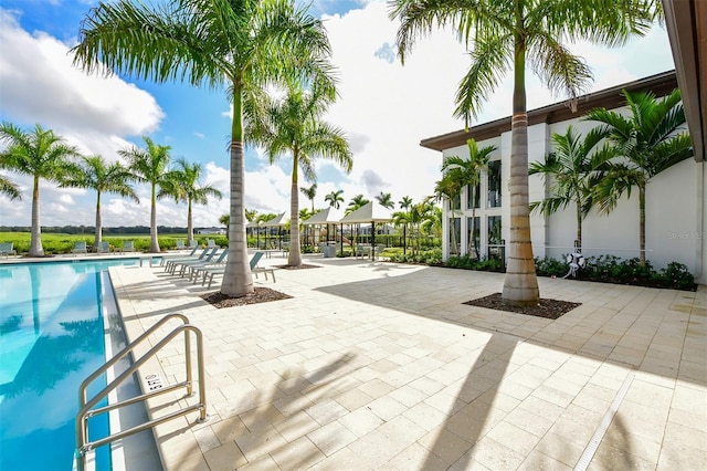 view of pool featuring a patio