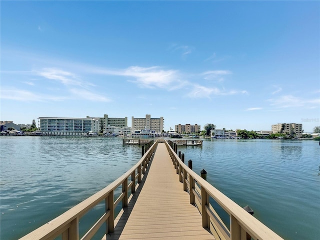 dock area featuring a water view