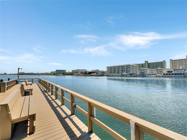 dock area featuring a water view