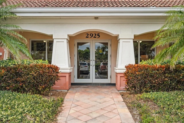 view of exterior entry with french doors