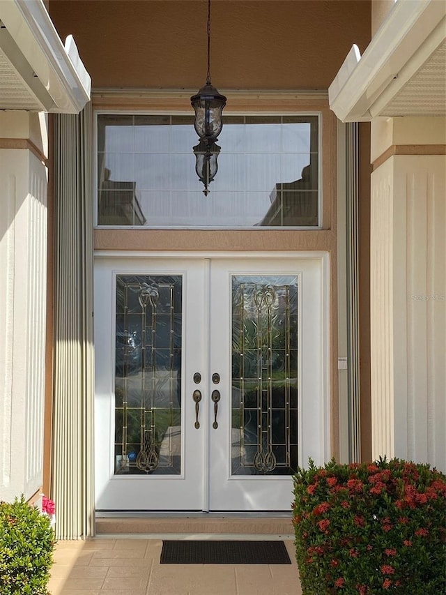 property entrance with french doors