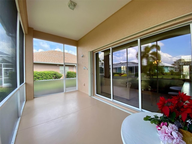 view of unfurnished sunroom