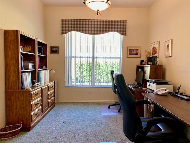 office area with light colored carpet