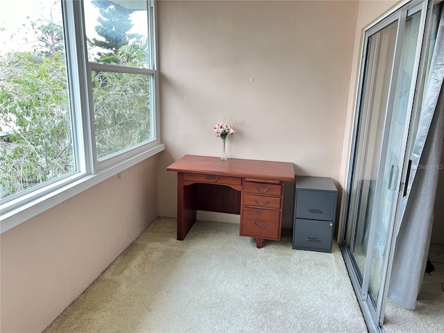 office area with light colored carpet