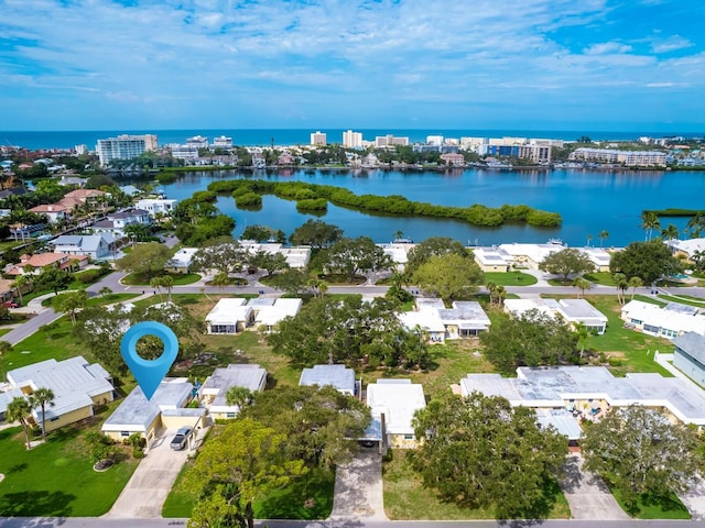 bird's eye view featuring a water view