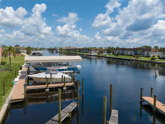 dock area featuring a water view