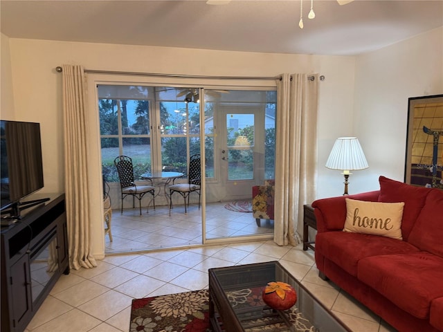 view of tiled living room