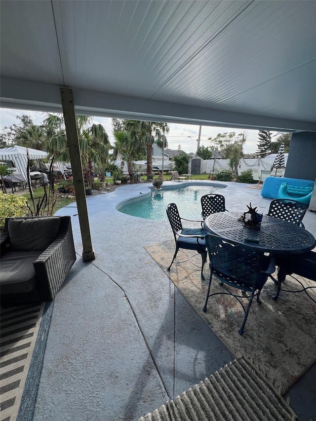 view of pool with a patio area and outdoor lounge area