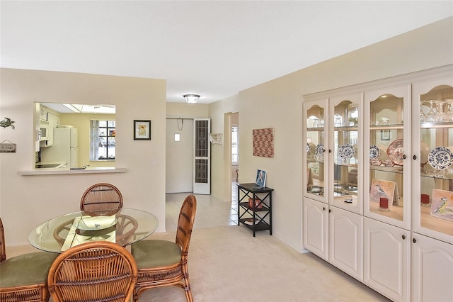 view of carpeted dining room