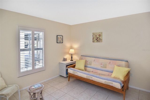 living area with light tile patterned flooring