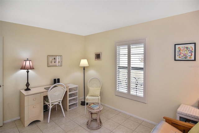 office area featuring light tile patterned flooring