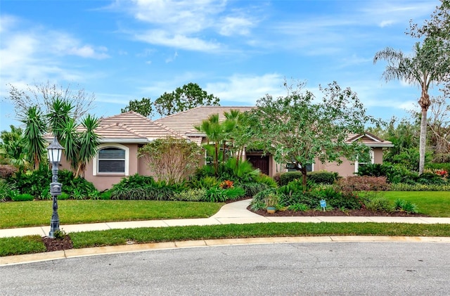 view of front of home with a front yard