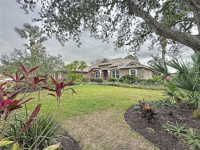 view of front facade featuring a front yard