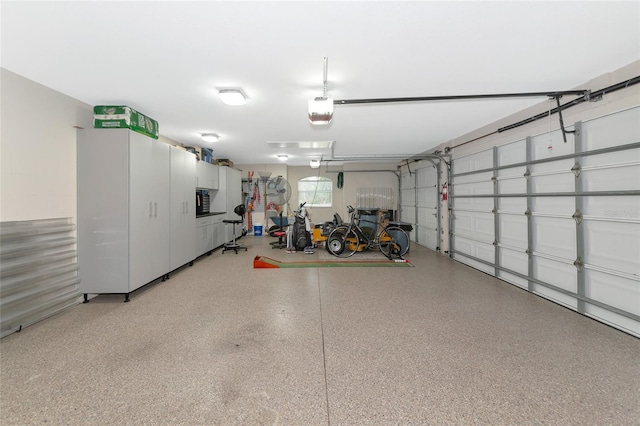 garage with a garage door opener