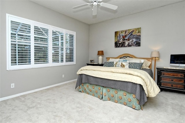 bedroom with carpet flooring and ceiling fan