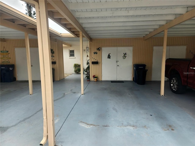 view of garage