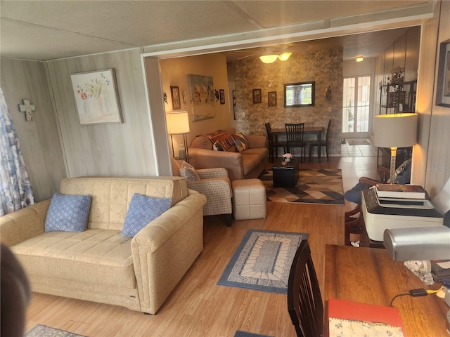 living room with hardwood / wood-style flooring