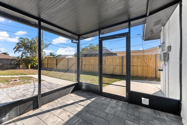 view of unfurnished sunroom