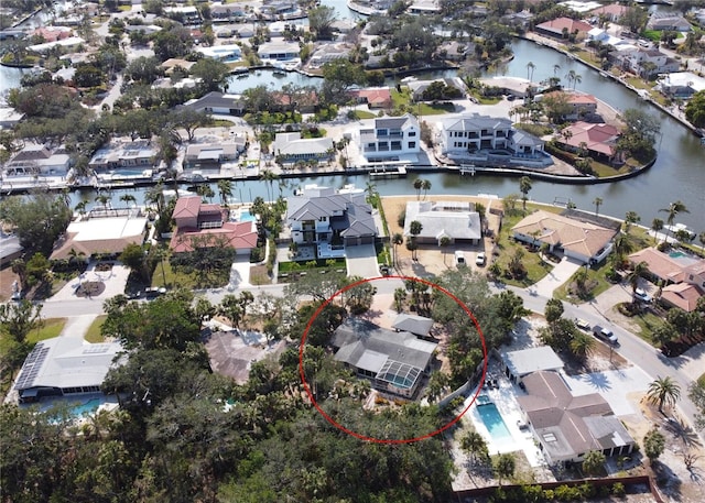 bird's eye view featuring a water view