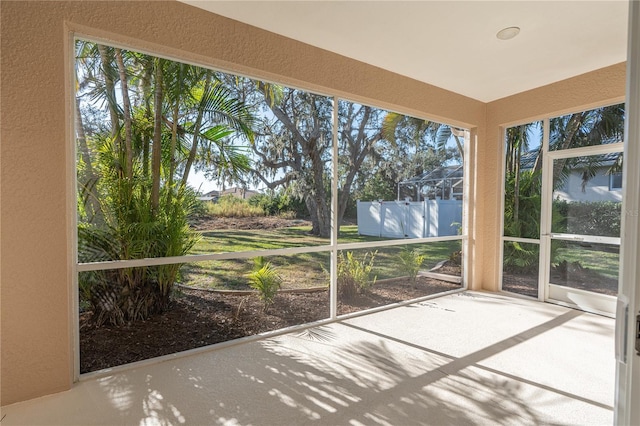 view of unfurnished sunroom