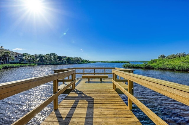 view of dock featuring a water view