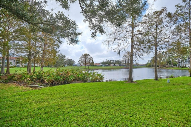 view of yard featuring a water view