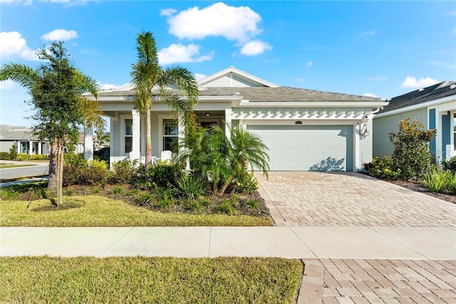 ranch-style home with a garage