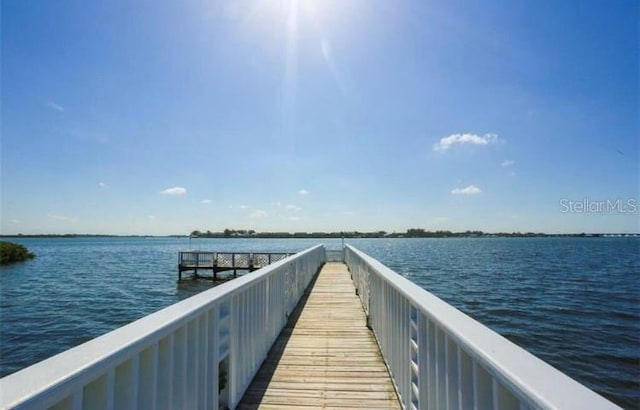 view of dock featuring a water view