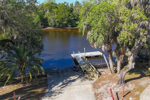 dock area featuring a water view