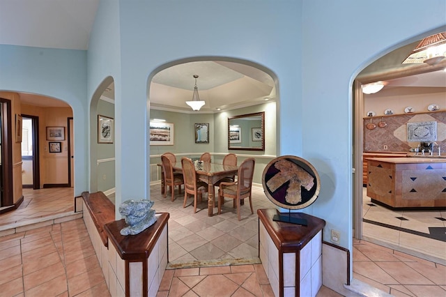 view of tiled dining space