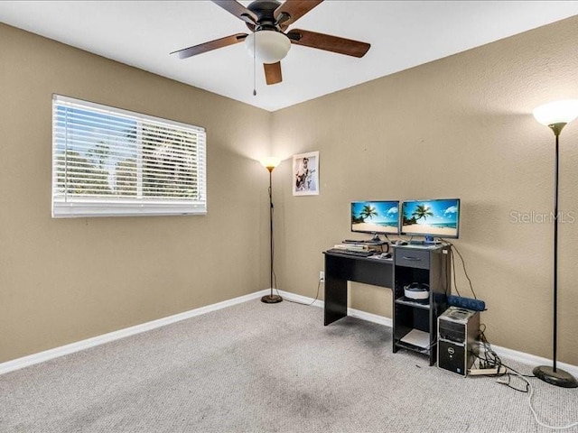 1382 Ronald St, North Port, FL 34286 - carpeted office space featuring a ceiling fan and baseboards