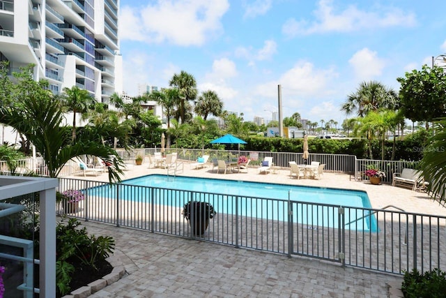 view of pool featuring a patio area