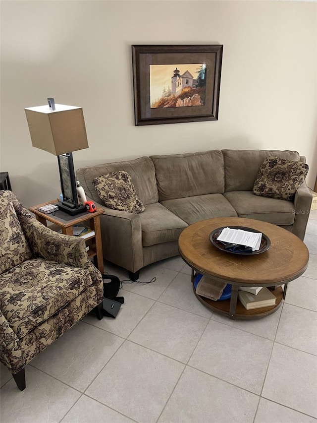 view of tiled living room