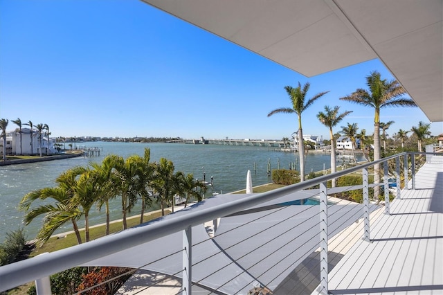 balcony with a water view