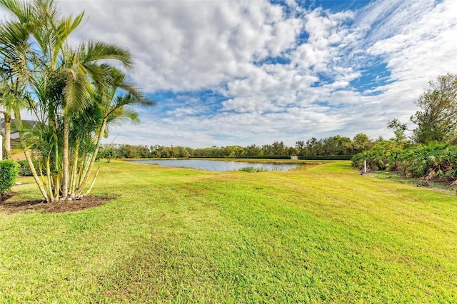 view of yard featuring a water view