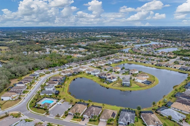 bird's eye view featuring a water view