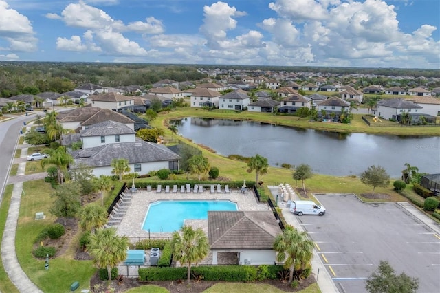 bird's eye view featuring a water view