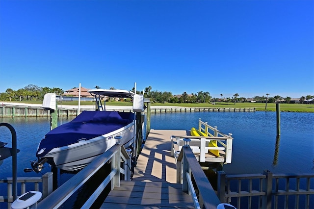 view of dock featuring a water view